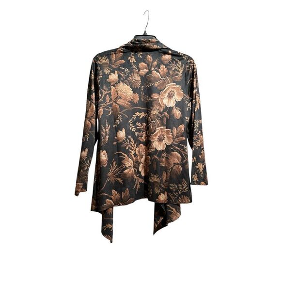 Soft Surroundings faux suede floral shape drape cardigan jacket PM petite - Picture 2 of 10